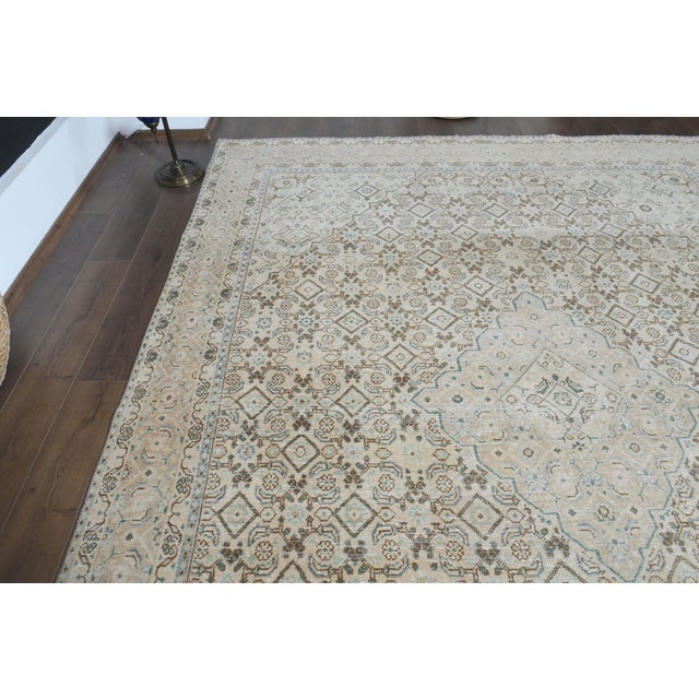 Beige 1970s Vintage Persian Handknotted Wool Beige Oversize Area Rug For Sale - Image 8 of 11