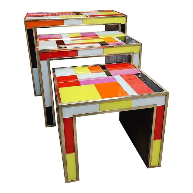 1980s Glass Nesting Tables, 1980s, Set of 3 For Sale - Image 5 of 9
