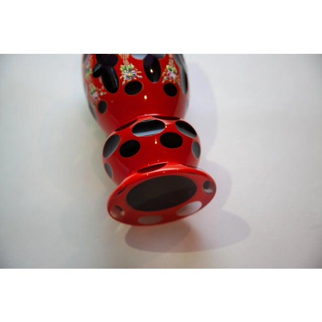 1900s Bohemian Double Overlay Beaker For Sale - Image 4 of 7