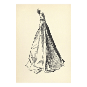 1946 Balmain Fashion "Leaving the Opera" by Gruau, Matted