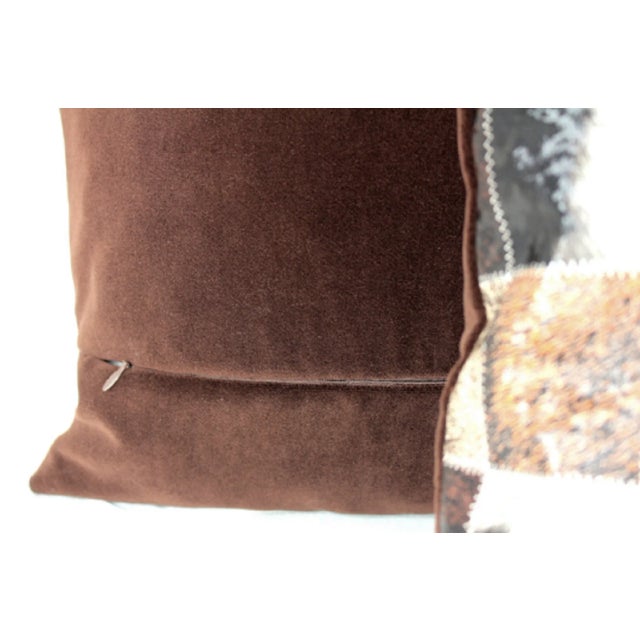 Textile Contemporary Cowhide Leather Pillow Cover For Sale - Image 7 of 10