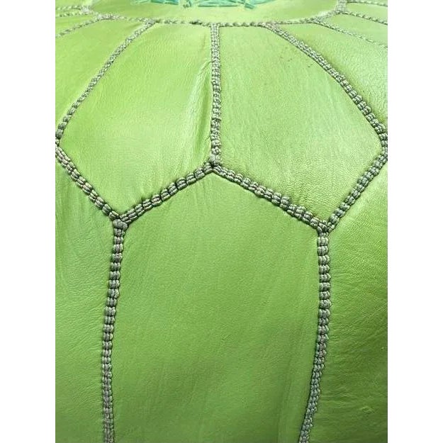 Tribal Late 20th Century Moroccan Embroidered Pistachio Pouf For Sale - Image 3 of 7