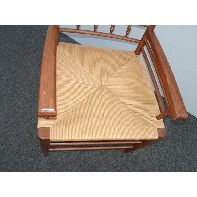 Brown Vintage French Country Brown Rush Oversized Side Chair For Sale - Image 8 of 13
