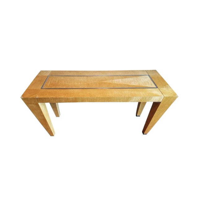 Italian Modern Gabriella Crespi Attributed Blonde Console Table For Sale - Image 11 of 11