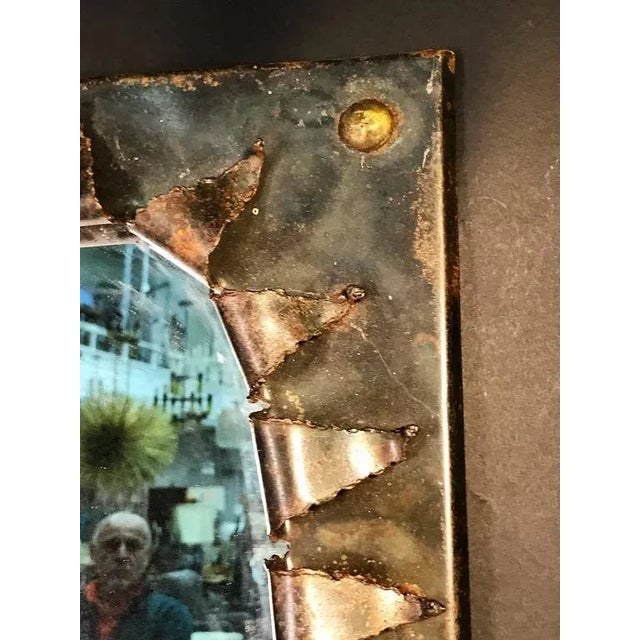 Metal Paul Evans Style Brutalist Eye Form Mirror For Sale - Image 7 of 10