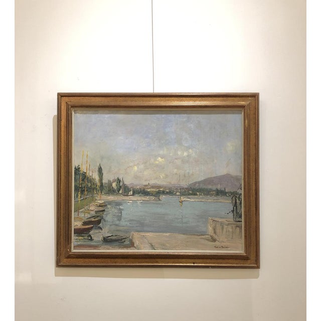 Tolia Beilin, La Rade à Genève, Oil on Canvas, Framed For Sale - Image 9 of 9