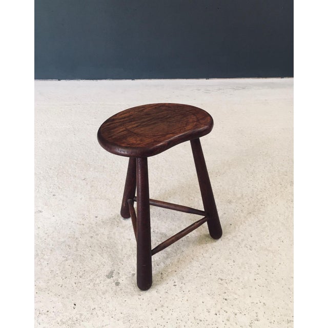 Brown Kidney Shape Tripod Stool from an Artisan, France, 1920s For Sale - Image 8 of 18