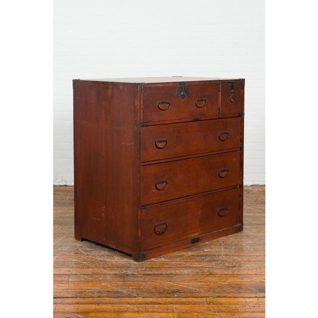Japanese Japanese Taishō Period Early 20th Century Tansu Chest With Five Drawers For Sale - Image 3 of 11