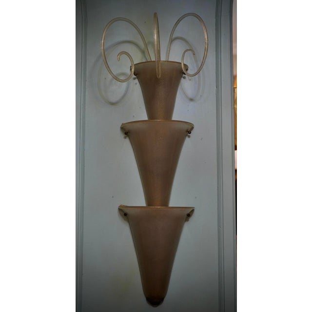 Mid-Century Modern Murano Art Glass and Brass Wall Light, 1990 For Sale - Image 3 of 10