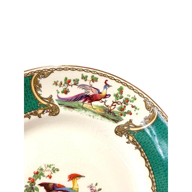 Early 20th Century Early 20th Century Myott Staffordshire Green Chelsea Bird Dinner Plates- Set of 12 For Sale - Image 5 of 9