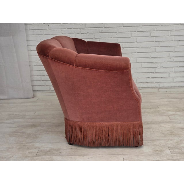 Danish 2-Seater Sofa in Pink Velour, 1960s For Sale - Image 6 of 18