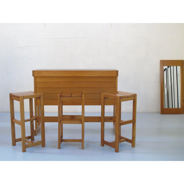 Stools from the Salins range, Bar from the Bocage range, designed by Roland Hauesler, René Gabriel prize in 1973 for his...