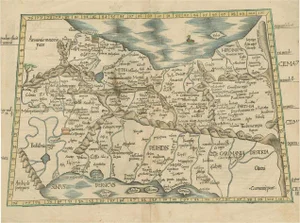 Original Antique Woodcut Map of Middle East, 1525