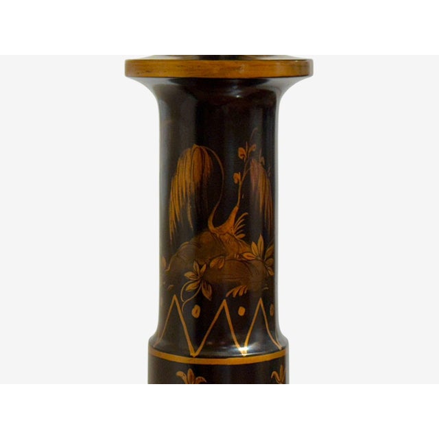 Black 1960s Chinoiserie Style Ebonized Wood Gilt Table Lamps - Set of 2 For Sale - Image 8 of 8