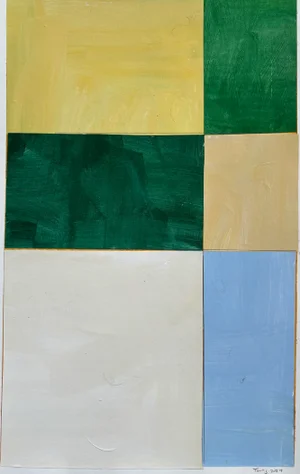 Lake Series, Abstract Landscape Painting Work on Paper by Bryan Young