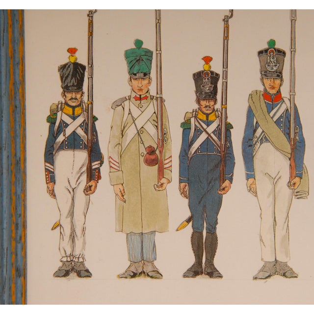 Vintage Napoleonic Military Costume Lithographs Collage Framed French Wall Art Set of 3 For Sale - Image 16 of 18