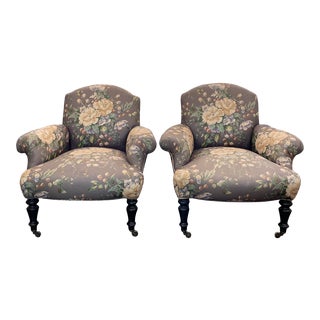 Antique Chintz Covered Chairs - a Pair For Sale