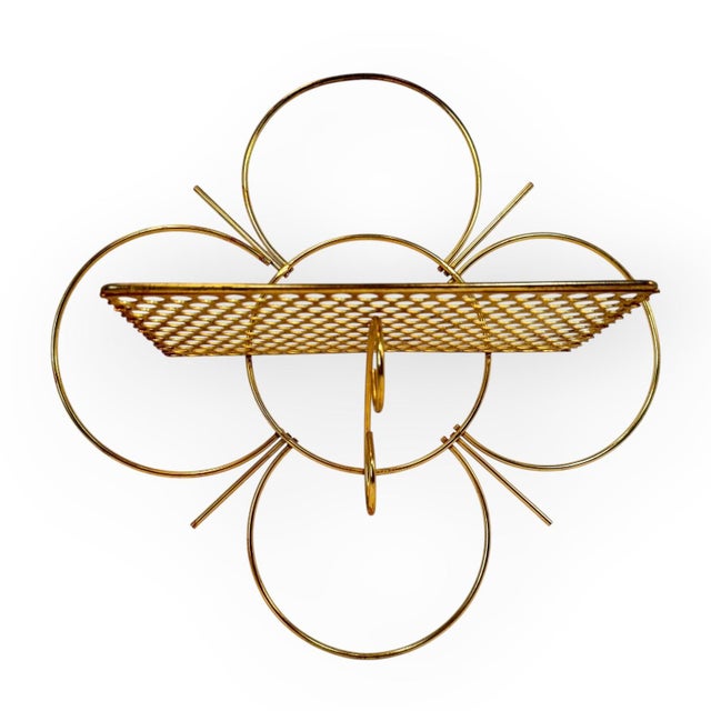 Mid 20th Century 1950s Atomic Mid-Century Gold Wire Daisy Flower Wall Shelves, a Pair For Sale - Image 5 of 10