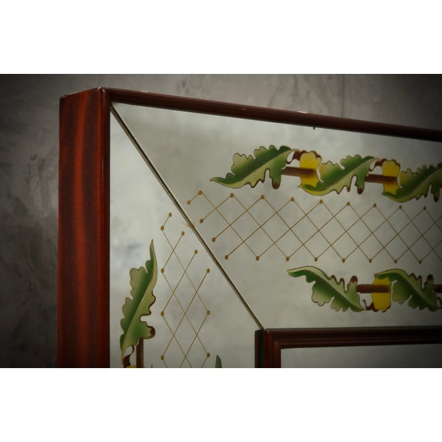 Walnut Wood and Mirrored Glass Wall Mirror by Luigi Brusotti, 1940s For Sale - Image 4 of 17
