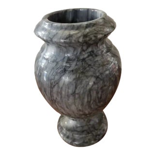 Grey/White Marble Footed Baluster Vase For Sale