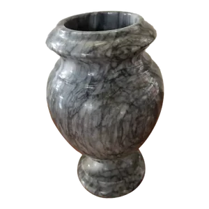 Grey/White Marble Footed Baluster Vase