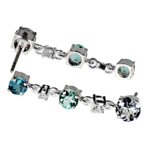 AJD Blue Tourmaline and Sterling Silver Drop Earrings - 2 Pieces