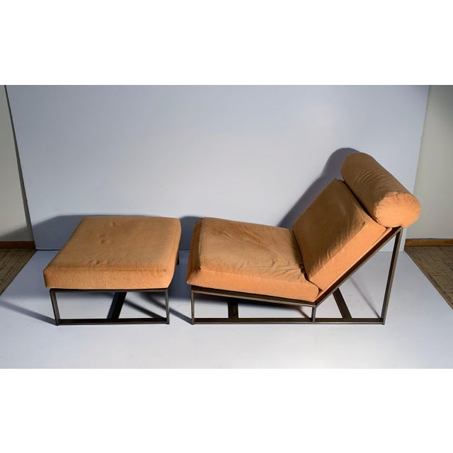 Early Rare Vintage Milo Baughman "Armless" Architectural Bronze Lounge Chair For Sale In Chicago - Image 6 of 7