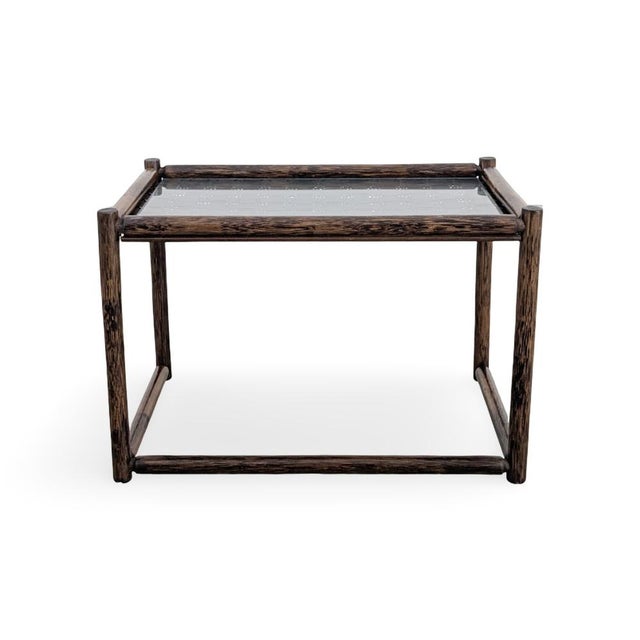 Brown Mid-Century Modern Bamboo Coffee Table in Glass For Sale - Image 8 of 8
