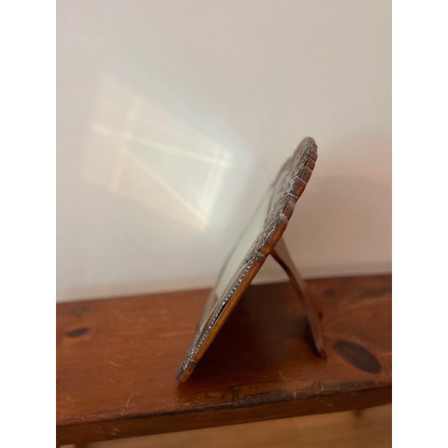 1930s 1930s Fleur Motif Pewter Mirror With Stand For Sale - Image 5 of 6