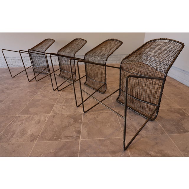 Late 20th Century Sonoma Wire Mesh Chairs With Sled Bases, Set of 4 For Sale - Image 11 of 14