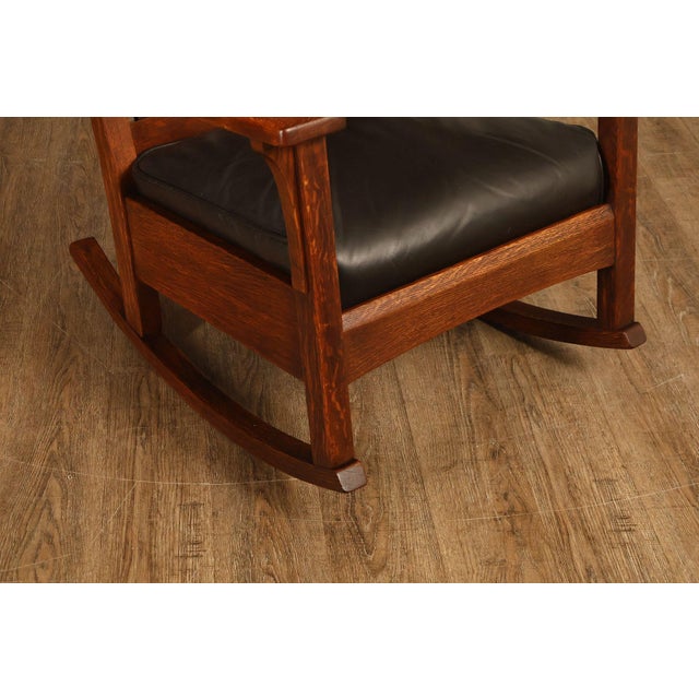 Wood Antique L & J.G. Stickley Mission Oak Rocking Chair For Sale - Image 7 of 18