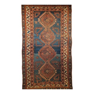 19th Century Caucasian Kazak Rug, Hand-knotted Wool, Geometric Design, Royal Blue. 5' x 8' For Sale