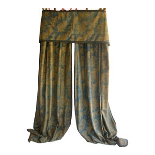 Antique Fortuny Set of Curtains-Drapes and Valence For Sale