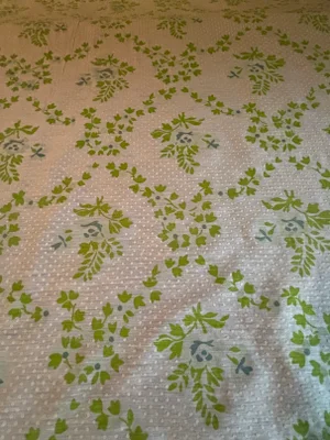 Over 56 Yards of Fabric in Off White, Lime and Teal