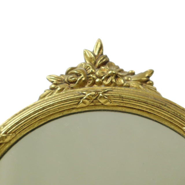 French Baroque Style Gilt Brass Table Mirror, 1950s For Sale - Image 4 of 17
