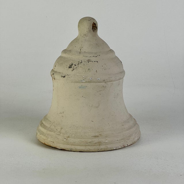 Vintage Ceramic Bell Painted in Antique White for Home or Garden Decor For Sale - Image 4 of 6