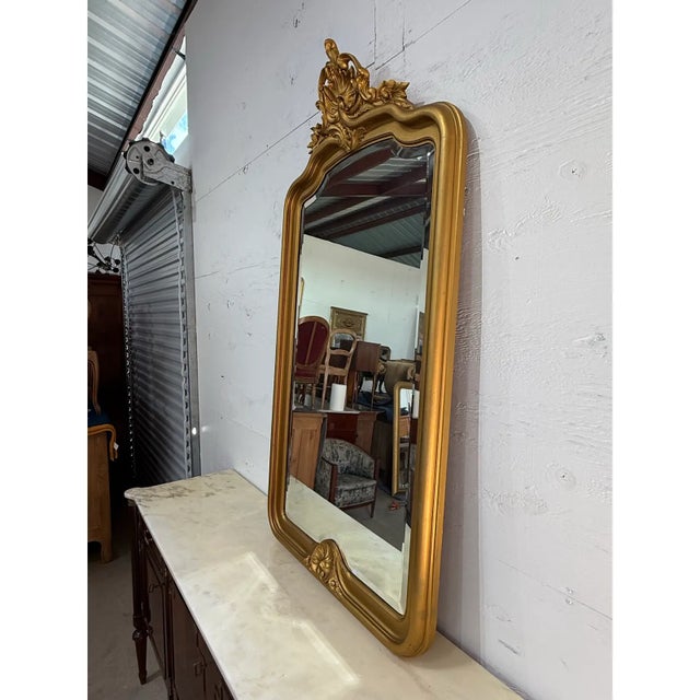 19th Century Large French Louis Phillipe Carved and Giltwood Mirror For Sale - Image 10 of 13