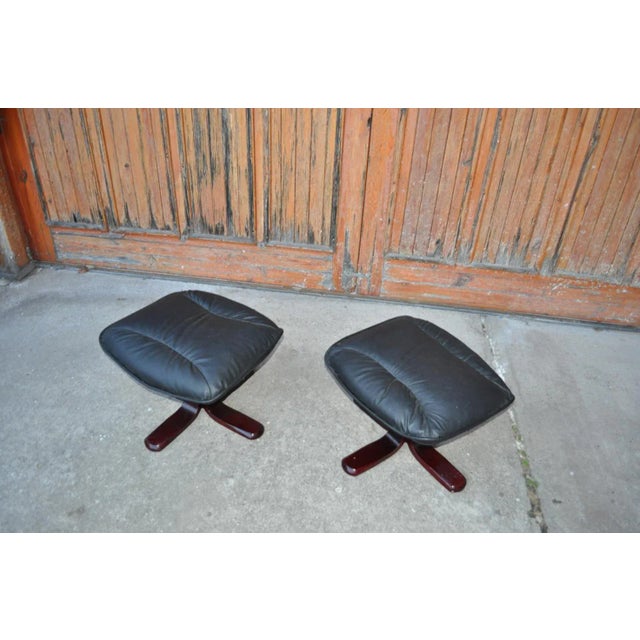 Mid-Century Modern Set of Swedish Leather Footstool, 1970s For Sale - Image 3 of 7