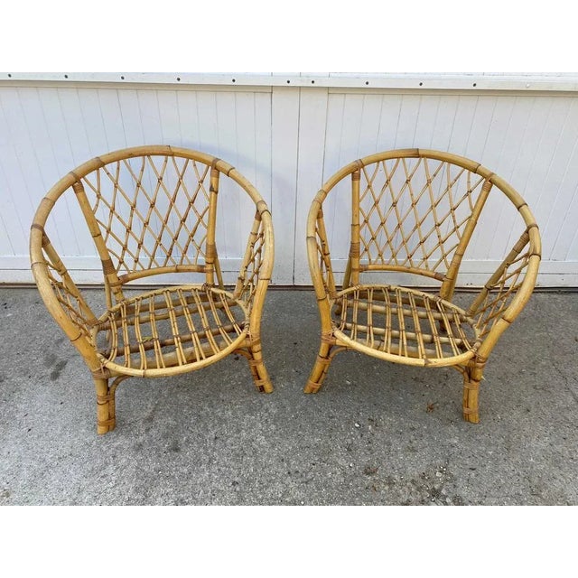 Vintage Rattan Corbeille Armchair, 1970 For Sale - Image 10 of 13
