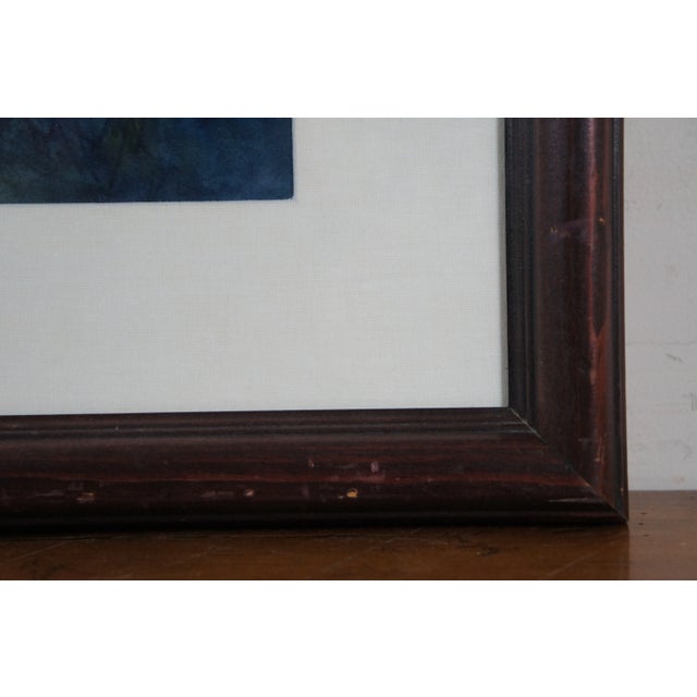 Vintage Marshall Turner Notel Motel Backyard Landscape Watercolor Painting 37" For Sale - Image 10 of 10