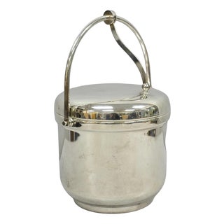 Vintage Art Deco Silver Plated Reticulating Hinge Lidded Bar Ice Bucket For Sale