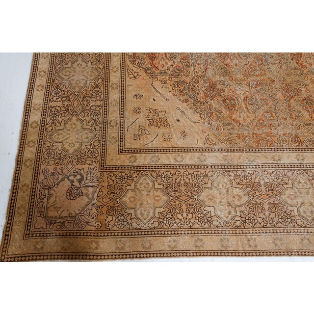 Beige Authentic 19th Century Indian Amritsar Beige Brown Handmade Wool Rug For Sale - Image 8 of 9