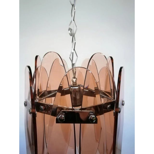 Mid-Century Modern Mid-Century Modern Italian Ground Pink Glass Pendant Lamp from Veca For Sale - Image 3 of 16