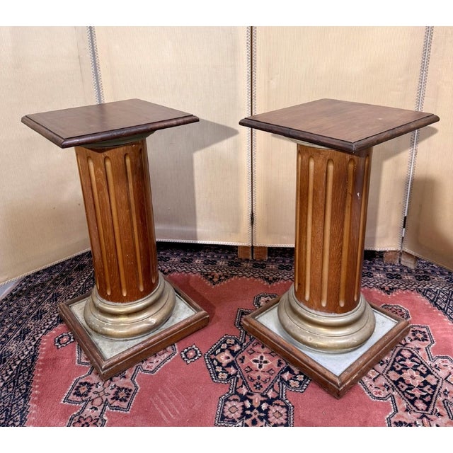 Vintage Gilded Wood Columns, Set of 2 For Sale - Image 4 of 5