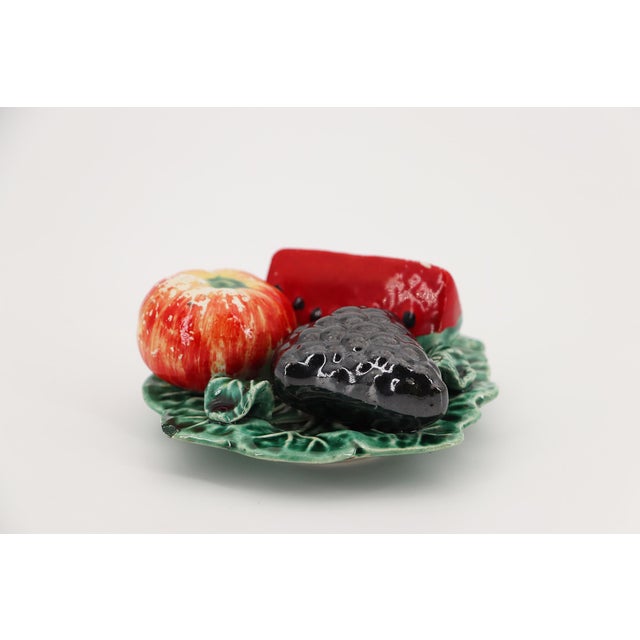 Trompe l'Oeil Vine Leaf With Fruits, Portuguese, 1900s For Sale - Image 4 of 16