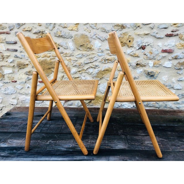 Set of Vintage Cane & Rattan Habitat Folding Chairs, 1980s For Sale - Image 10 of 18