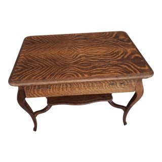 Antique American Tiger Oak Library Table For Sale