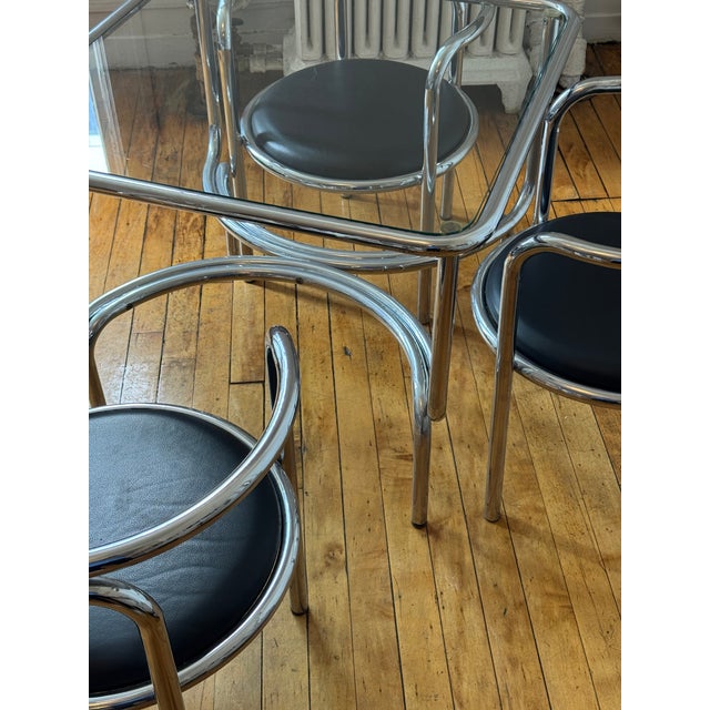 Chrome Vintage Gae Aulenti Locus Solus Dining Chairs and Table For Sale - Image 8 of 14