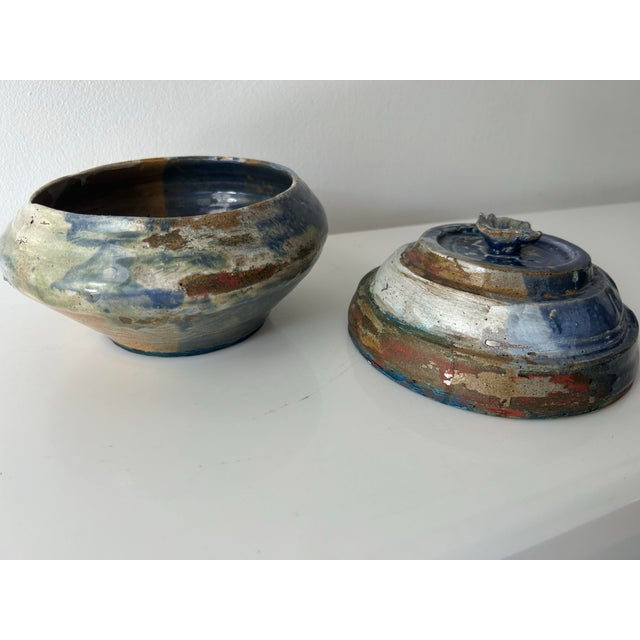 Vintage Studio Pottery Dish With Lid Signed by Artist For Sale - Image 4 of 8