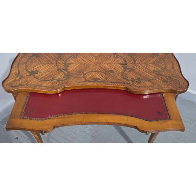 Small French Marquetry Writing Table, 1920 For Sale - Image 6 of 15